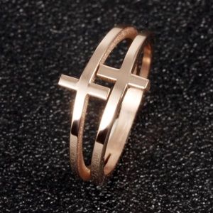 Jewelry | 33 Rose Gold Plated Stainless Double Cross Ring | Poshmark